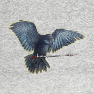 Watercolor Halloween Magical Raven with Sword Light version T-Shirt